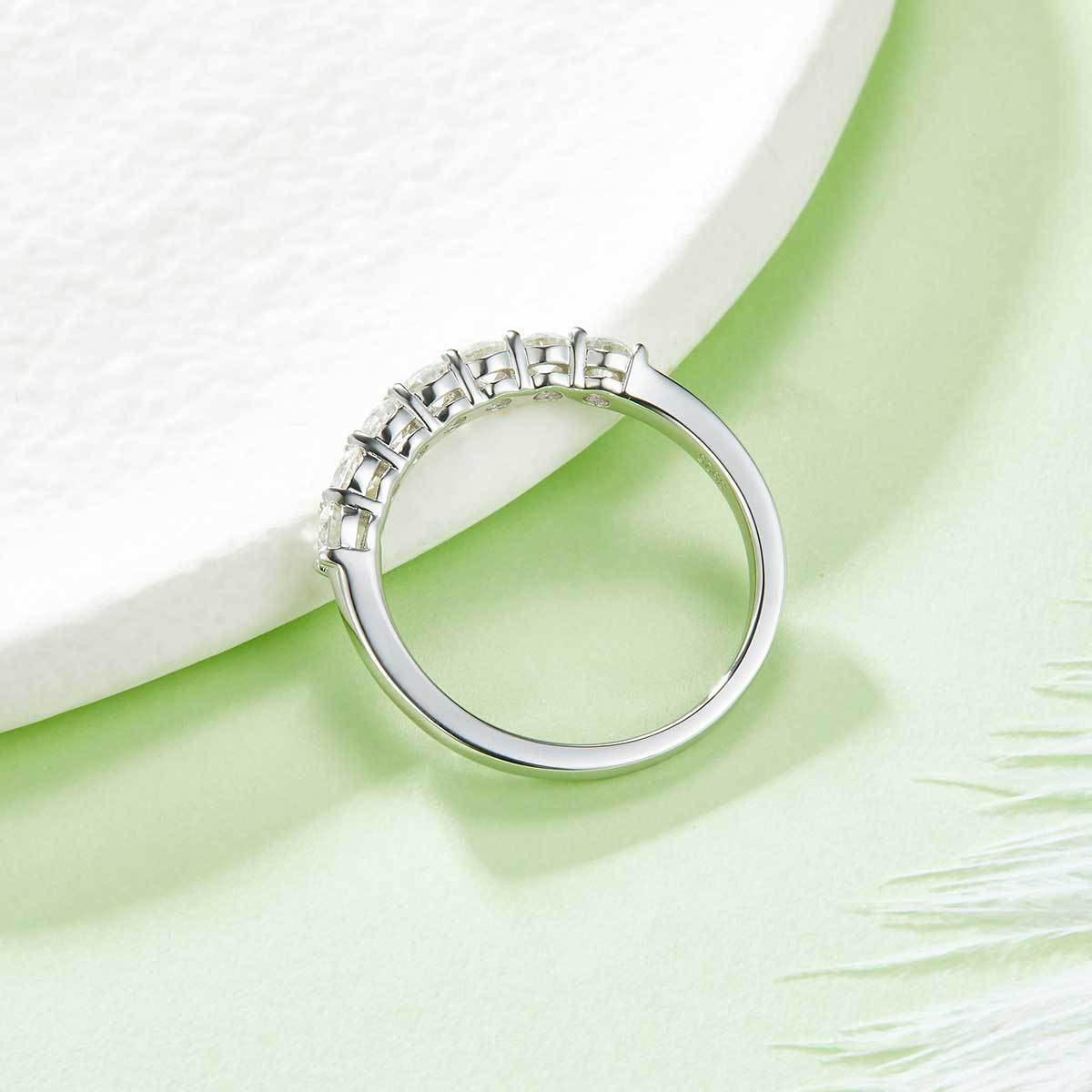Seven star ring S925 silver plated platinum Moissanite 70 points D-grade